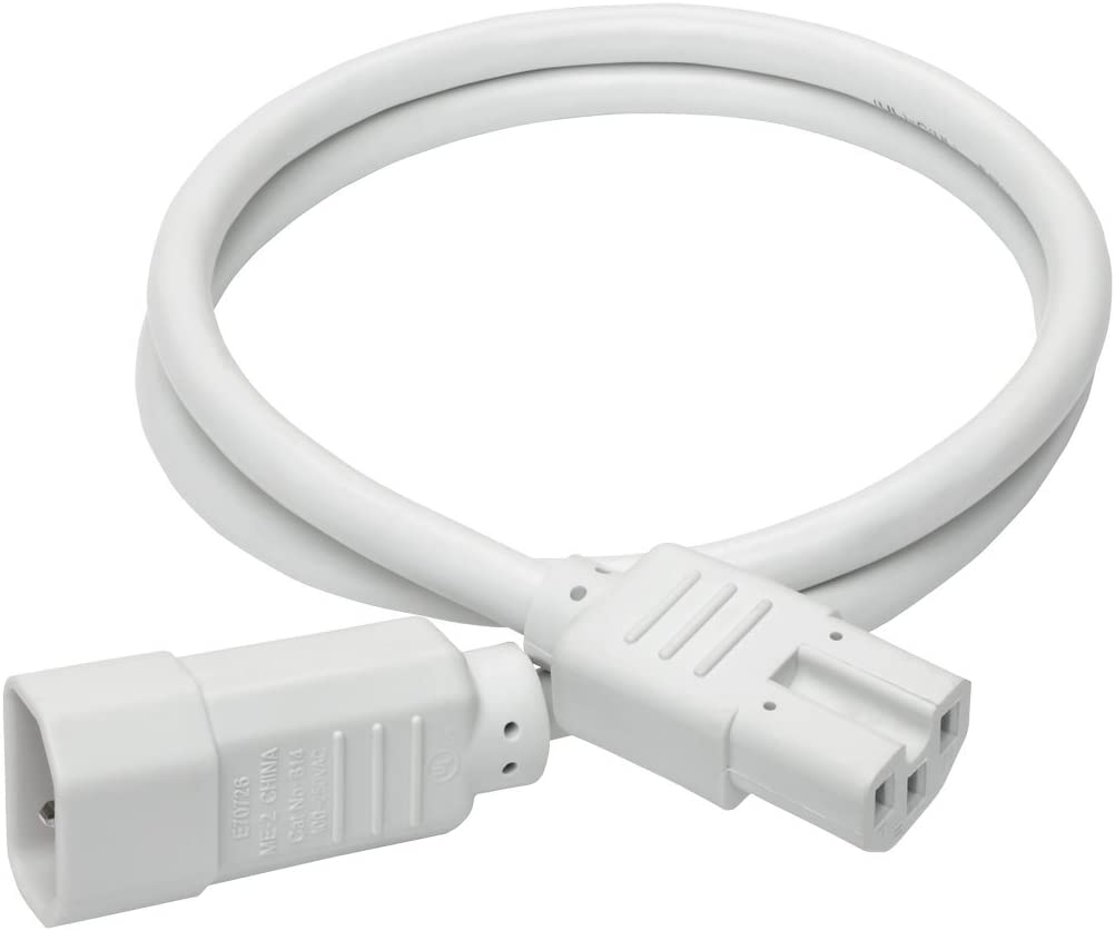 Tripp Lite 3ft Heavy Duty Computer Power Extension Cord 15A, 14 AWG, C14 to C15, White 3'(P018-003-AWH) White 3 ft. Power Cord