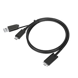 Targus 1M USB-C Male with Screw to USB-C Male Cable with USB-A Tether, Black (ACC1133GLX) USB-C Male to USB-C Male with USB-A Tether