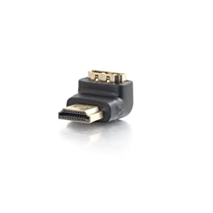 C2g/ cables to go C2G HDMI Adapter, HDMI Male to HDMI Female Right Angle Adapter, Fits in Tight Spaces, for Wall Mounted TVs, 90 Degrees, Cables to Go 40999 Right Angle HDMI Adapter