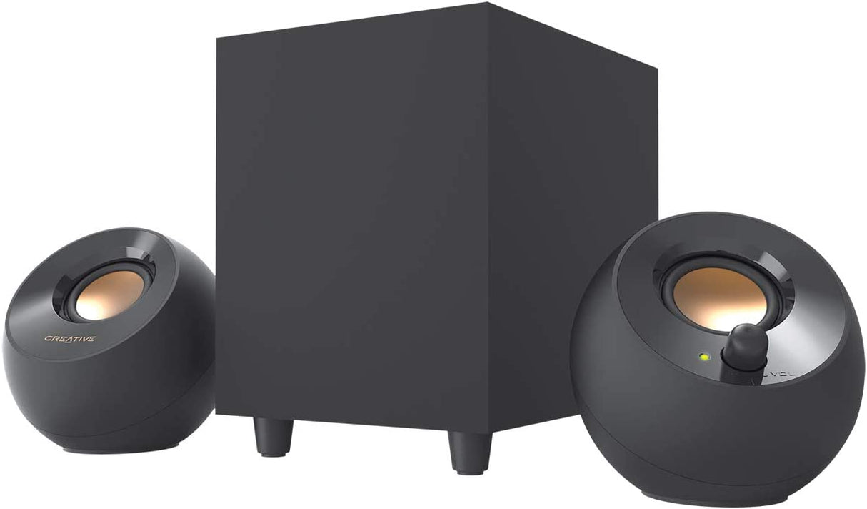 Creative Pebble Plus 2.1 USB-Powered Desktop Speakers with Powerful Down-Firing Subwoofer and Far-Field Drivers, Up to 8W RMS Total Power for Computer PCs and Laptops (Black) 2.1 USB-A Speaker with Subwoofer