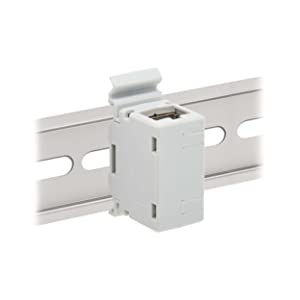 Tripp Lite DIN-Rail Cat6a RJ45 Shielded in-Line Mountable Snap-in Coupler &amp; PoE++, EMI/RFI Shielding, Backwards Compatible, Female-to-Female, TAA Compliant, Manufacturer's Warranty (N235-D01-SH-6A) Shielded PoE+ Cat6a Coupler