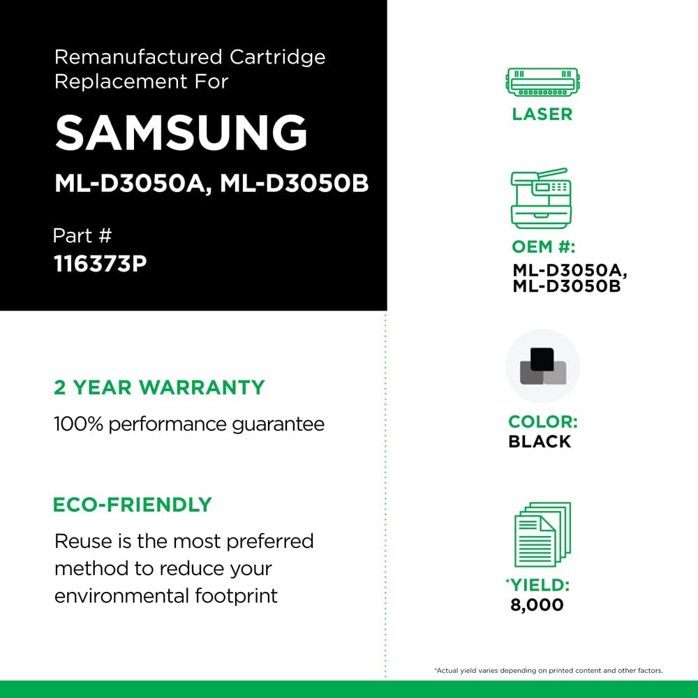 Clover imaging group Clover Remanufactured Toner Cartridge Replacement for Samsung ML-D3050A/ML-D3050B/SCX-D5530B | Black | High Yield