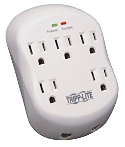 Tripp Lite 5 Outlet Surge Protector Power Strip, Direct Plug In, RJ11 Protection, Lifetime Warranty &amp; $15,000 INSURANCE (SK5TEL-0),White 5 Outlet + TEL Power Strip