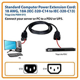 Tripp Lite Standard Computer Power Extension Cord 10A, 18AWG (IEC-320-C14 to IEC-320-C13) 15-ft.(P004-015) Black Black 15 ft.