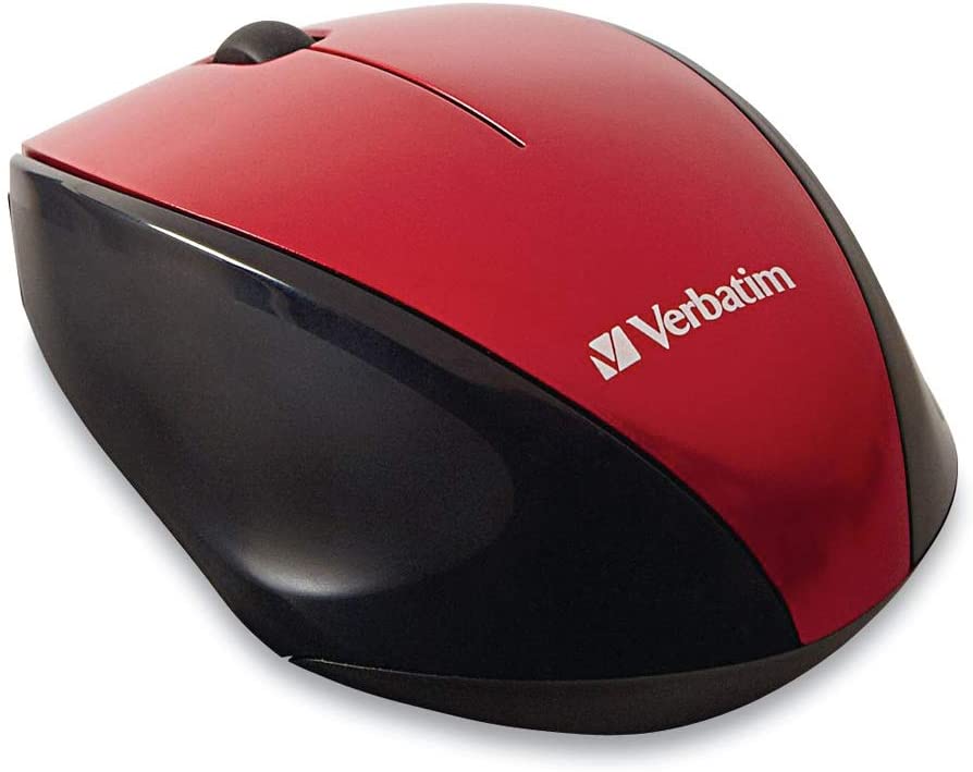 Verbatim Wireless Multi-Trac Mouse 2.4GHz with Nano Receiver - Ergonomic, Blue LED, Portable Mouse for Mac and Windows - Red