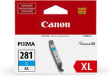 Canon CLI-281XL CYAN Compatible to TR7520,TR8520,TR8620,TS6120,TS6220,TS6320,TS702,TS8120,TS8220,TS8320,TS9120,TS9520 Printers Cyan XL Ink