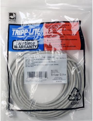 Tripp Lite Cat5e 350MHz Snagless Molded Patch Cable (RJ45 M/M) - Gray, 3-ft.(N001-003-GY) 3 Feet Gray