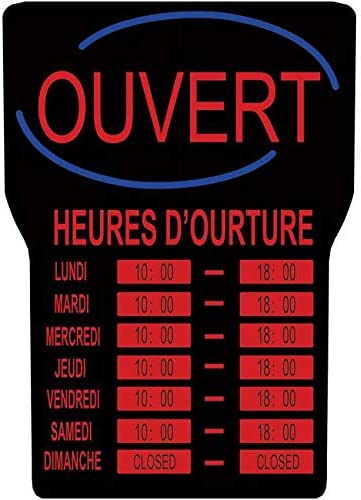 Royal Sovereign RSB-1342F LED Open Sign With Business Hours French - Black