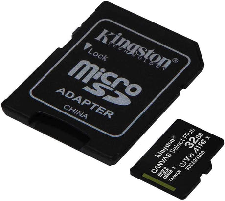 Kingston - Set of 2 Micro SDXC Canvas Select Plus Cards, 100R, A1, C10, 32GB with 1 Adapter