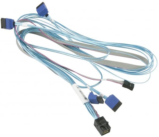Supermicro CBL-SAST-0810 SATA/SAS cable - with Sidebands - SAS 12Gbit/s - 4 x Mini SAS HD (SFF-8643) (M) to SATA, sideband (F) right-angled - 2.5 ft