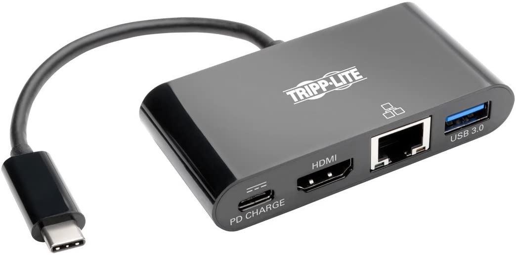 Tripp Lite USB C to HDMI Multiport Adapter Converter Docking Station w/ USB-A Hub, Gigabit Ethernet Thunderbolt 3 USB Type C 1080p Black (U444-06N-HGUB-C) HDMI, USB-A, PD Charging, Ethernet
