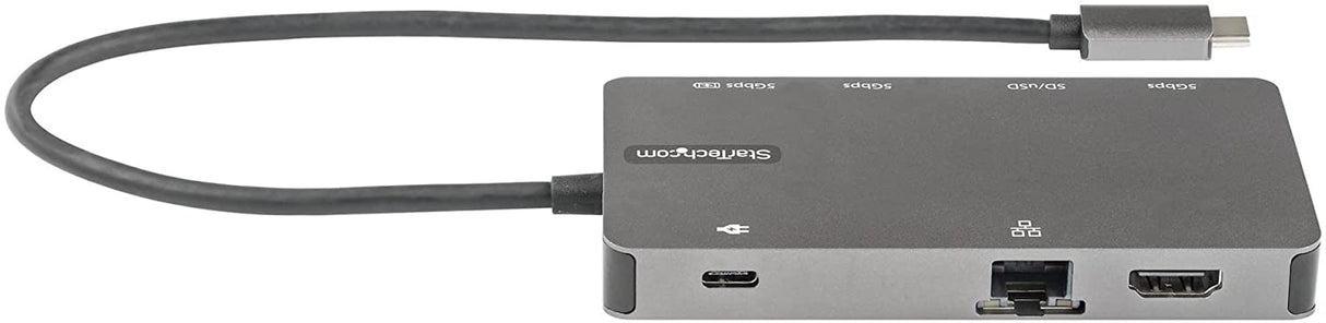 StarTech.com USB C Multiport Adapter - HDMI 4K 30Hz or VGA Travel Dock - 5Gbps USB 3.0 Hub (USB A/USB C Ports) - 100W Power Delivery - SD/Micro SD - GbE - 30cm Cable - USB C Mini Dock (DKT30CHVSDPD)