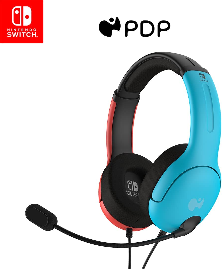 PDP Gaming LVL40 Wired Stereo Gaming Headset: Neon Pop - Nintendo Switch, 500-162-NA-BLRD