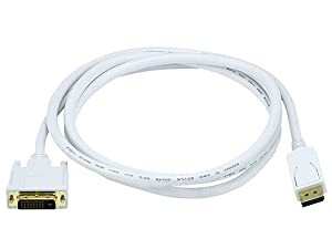 Monoprice 6ft 28AWG DisplayPort to DVI Cable - White 6 Feet