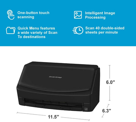 Fujitsu ScanSnap iX1400 Simple One-Touch Button Document Scanner for Mac or PC, Black ScanSnap iX1400 Black