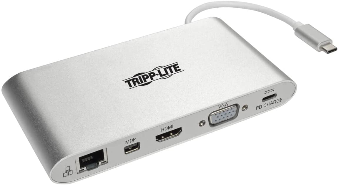 Tripp Lite USB 3.1 Gen 1 USB-C Docking Station w/ USB-A, HDMI, VGA, mDP, Gigabit Ethernet, Mem Card, 3.5mm &amp; USB-C PD Charging, USB C, USB Type C, USB Type-C (U442-DOCK1)