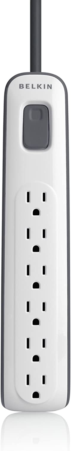 Belkin 6 Outlet AV Power Strip Surge Protector with 4Foot Power Cord, 600 Joules BV10600004 6-Outlet White