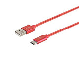 Monoprice USB 2.0 Type-C to Type-A Charge and Sync Nylon-Braid Cable - 10 Feet - Red, Fast Charging, Aluminum Connectors, Stay Synced - Palette Series