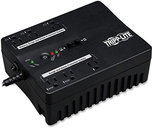 Tripp Lite 350VA UPS Battery Backup, 180W Eco Green, USB, RJ11, 6 Outlets (ECO350UPS), Black 350 VA