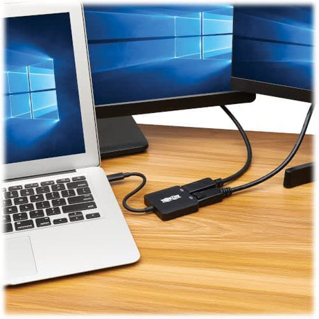 Tripp Lite USB-C Two-Monitor DisplayPort Adapter, Windows &amp; MacBook Pro, 8K @ 30Hz 4:4:4 Single Output, 4K @ 60Hz 4:4:4 Dual Output, HDCP 2.2, HDR, DP 1.4 Alt Mode, 3-Year Warranty (U444-2DP-MST4K6)