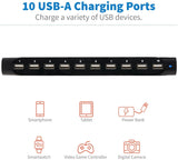 TRIPP LITE 10-Port USB Charging Station Dock with Storage Slots for Tablet iPhone iPad &amp; Laptops (U280-010-ST),Black