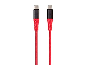 Monoprice Durable USB 2.0 Type-C Charge and Sync Kevlar Reinforced Nylon-Braid Cable - 6 Feet - Red, 5A/100W, High-Strength Aluminum Connectors - AtlasFlex Series Red 6 Feet