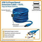 Tripp Lite 10-Feet USB 3.0 Super Speed 5Gbps Extension Cable (A Male to A Female) 10-ft, Blue (U324-010) 10' 10-ft. Blue