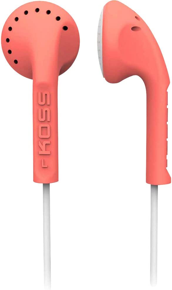 Koss KE10C Scalped Stereo Earbuds, Coral Standard Packaging
