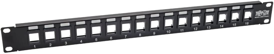 Tripp Lite 16-Port Keystone Blank Patch Panel RJ45, USB, HDMI, Cat5e/Cat6 Rackmount Unshielded 2URM TAA (N062-016-KJ)