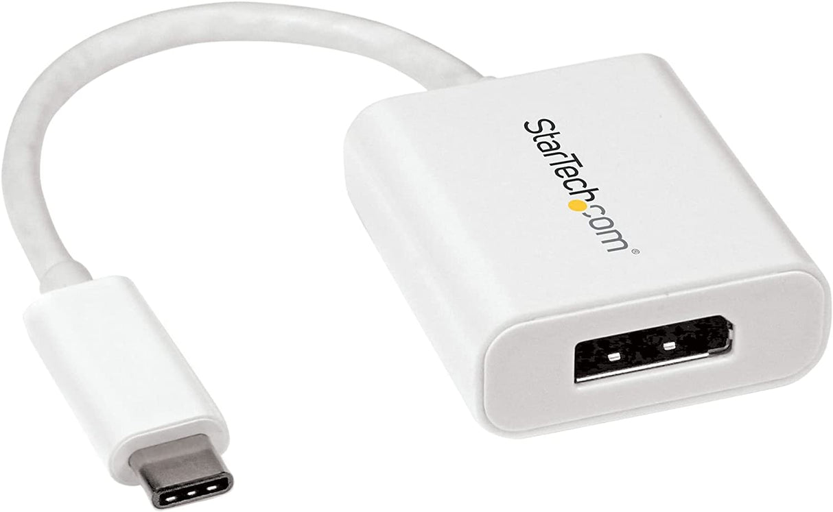 StarTech.com USB C to DisplayPort Adapter - 4K 60Hz/8K 30Hz - USB Type-C to DP 1.4 HBR2 Adapter Dongle - Compact USB-C (DP Alt Mode)Monitor Video Converter - Thunderbolt 3 Compatible - White(CDP2DPW) White 8K 30Hz DP 1.4 HBR2 Adapter