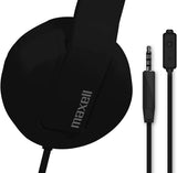 Maxell 290103 Comfort Fit Solids Headphones with Tangle-Free Flat Cable and In-Line Microphone - Black