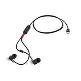 Lenovo Go USB-C ANC in-Ear Headphones - Stereo - USB 2.0 Type C - Wired - 32 Ohm - 50 Hz - 10 kHz - Earbud - Binaural - in-Ear - 3.94 ft Cable - Noise Cancelling Microphone - Thunder Black