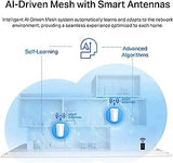 TP-Link Deco AX7800 Tri-Band Mesh WiFi 6 System (Deco X95) - Whole Home Coverage up to 6100 Sq.Ft with AI-Driven Smart Antennas, Multi-Gig Ethernet, Replaces Wireless Router and Extender (2-Pack) AX7800 Tri-Band w/ 3 Ports(Newer)