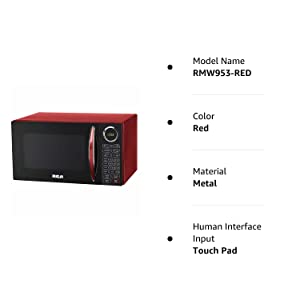 RCA RMW953-RED Microwave Oven, 900 Watts with 10 Power Levels, Red