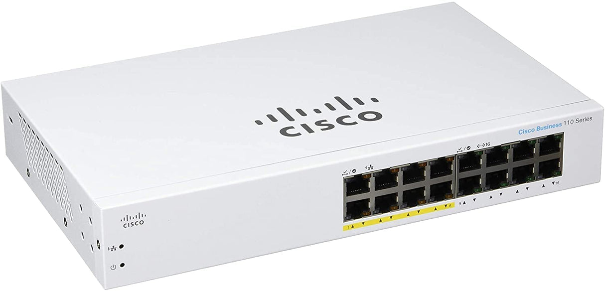 Cisco Business CBS110-16PP Unmanaged Switch, 16 Port GE, Partial PoE, Limited Lifetime Protection (CBS110-16PP-NA)