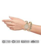 Kendallkylie KENDALL + KYLIE Ladies Quartz Movement Chain Link Watch and Bracelet Set Gold