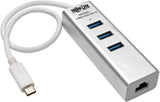 Tripp Lite 3-Port USB-C to USB-A Portable Hub with Gigabit Ethernet Port (GbE), RJ45, USB 3.1 Gen 1 Type-C to Type-A, Aluminum (U460-003-3A1G)