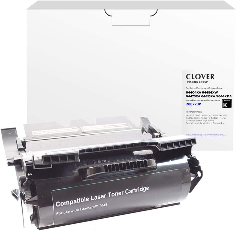 Clover imaging group Clover Remanufactured Toner Cartridge for Lexmark 64404XA, 64484XW, 64475XA, 64415XA, X644X11A, 64480XW, X644X01A, X644X21A, 64435XA, 64080XW | Black Black 32,000
