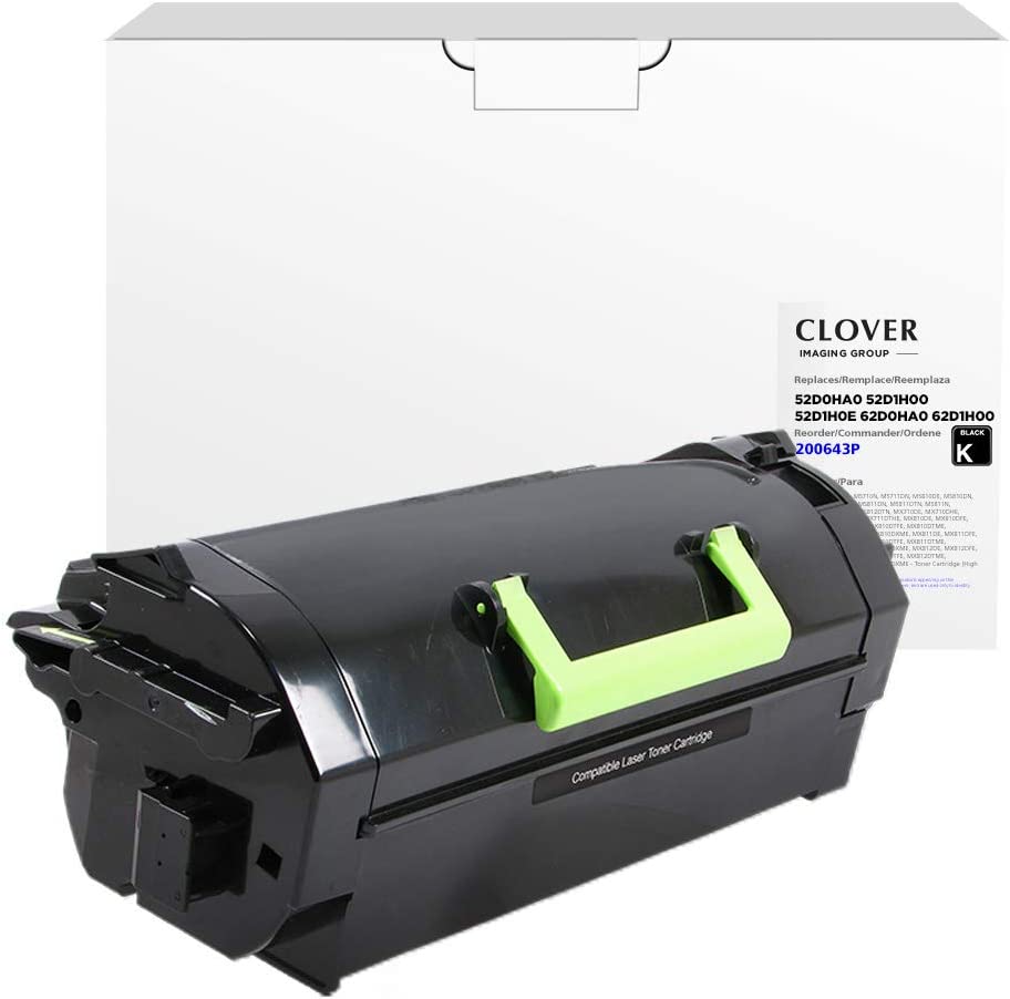 Cig Clover Remanufactured Toner Cartridge for Lexmark 52D0HA0, 52D1H00, 62D0HA0, 62D1H00 | Black | High Yield