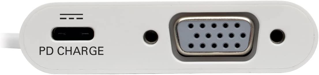 Tripp Lite USB C to VGA Video Adapter Converter 1080p w/ USB-C PD Charging Port, USB Type C, Thunderbolt 3 Compatible, USB Type-C 6in (U444-06N-V-C) VGA + Charging Port