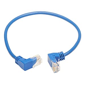 Tripp Lite Up/Down Angle Cat6 Ethernet Cable, Gigabit Molded Slim UTP Network Patch Cable, Blue, 1 ft. (N204-S01-BL-UD) Up/Down Angle 1-ft.
