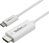 StarTech.com USB C to HDMI Cable - 4K 60Hz USB Type C to HDMI 2.0 Video Adapter Cable - Thunderbolt 3 Compatible - Laptop to HDMI Monitor/Display - DP 1.2 Alt Mode HBR2 - White (CDP2HD1MWNL),3.3 feet 3 ft / 1 m White