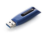 Verbatim 128GB USB 3.0 Store 'n' Go V3 Max Flash Drive - Cap-Less &amp; PC / Mac Compatible - Blue 128 GB