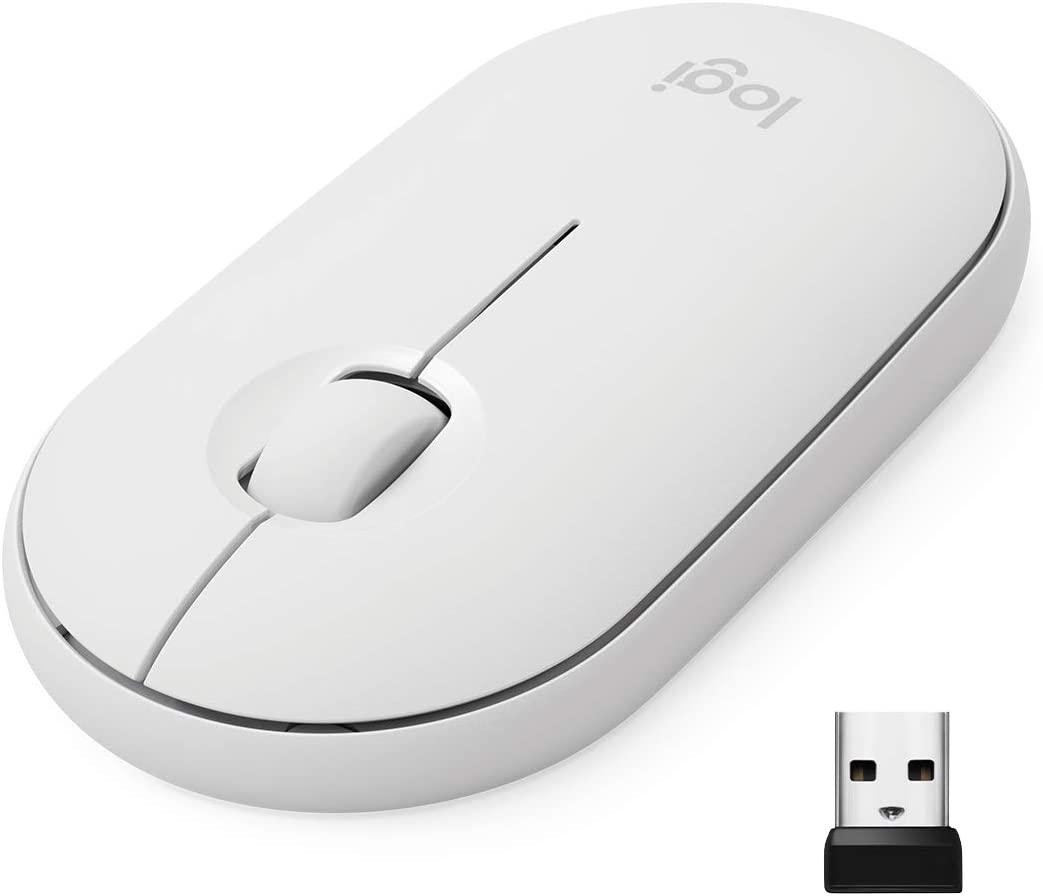Logitech Pebble M350 Wireless Mouse with Bluetooth or USB - Silent, Slim Computer Mouse with Quiet Click for iPad, Laptop, Notebook, PC and Mac - Off White Off White Mouse