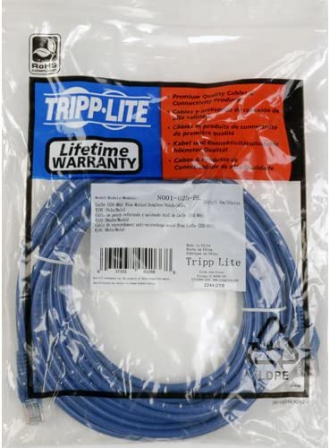 Tripp Lite Cat5e 350MHz Snagless Molded Patch Cable (RJ45 M/M) - Blue, 3-ft.(N001-003-BL) 3 Feet Blue