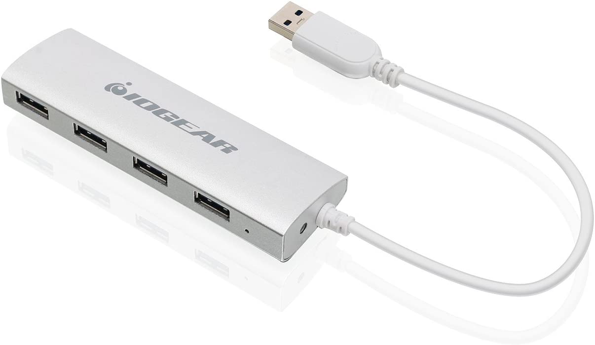 IOGEAR 4 Port USB 3.0 Hub - 1 USB 3.0 In - 4 USB 3.0 Out - 5Gbps Data Transfer Rate - Compatible with Mac and Win - Aluminum Housing - GUH304 Met USB 3.0 4-P Hub