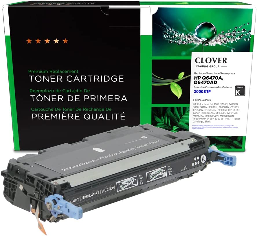 Clover imaging group Clover Remanufactured Toner Cartridge Replacement for HP Q6470A (HP 501A) | Black 6,000 Black