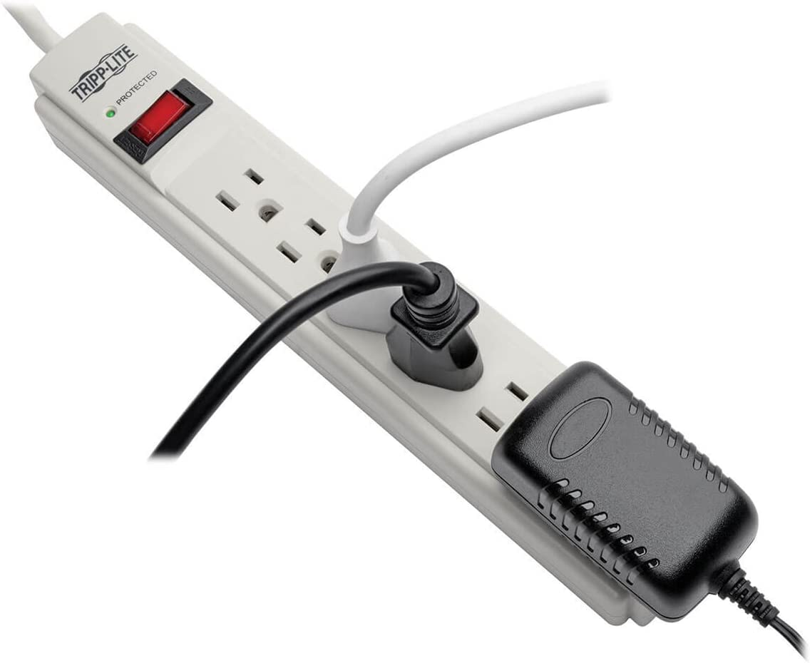 Tripp Lite Surge Protector Power Strip 120V 6 Outlet 8' Cord 990 Joule Flat Plug Gray