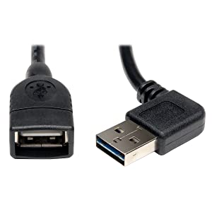 Tripp Lite Universal Reversible USB 2.0 Hi-Speed Extension Cable (Reversible Right / Left Angle A to A M/F), 18-in.h(UR024-18N-RA)