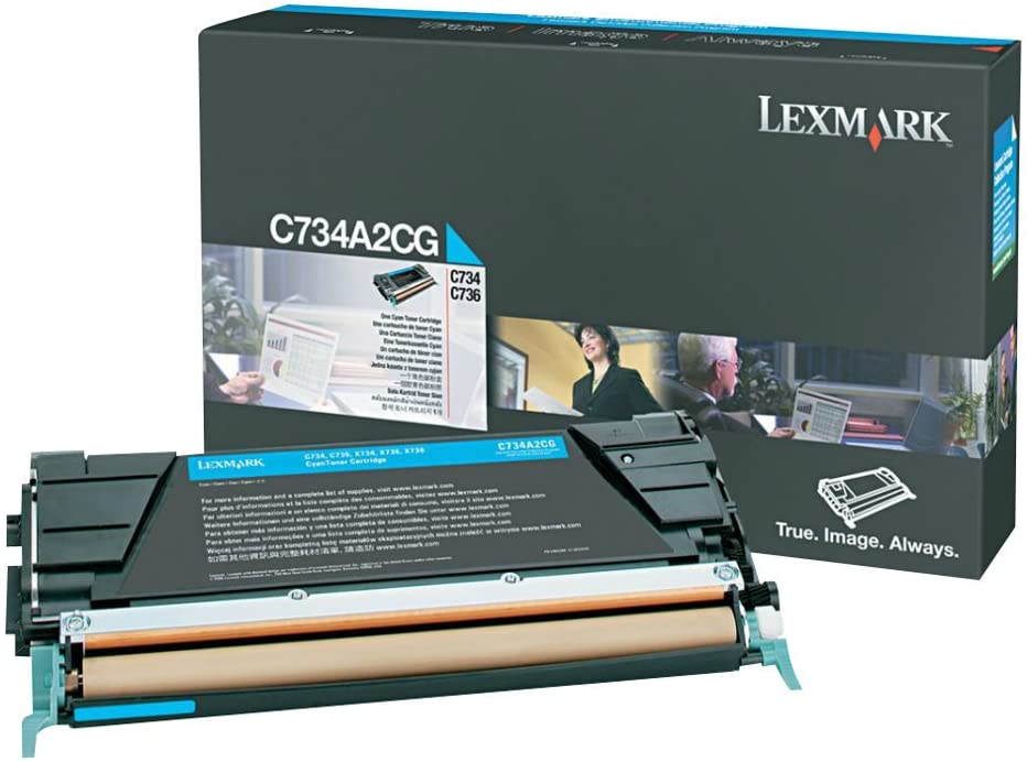 Lexmark Cyan Toner Cartridge, 6000 Yield (C734A2CG)